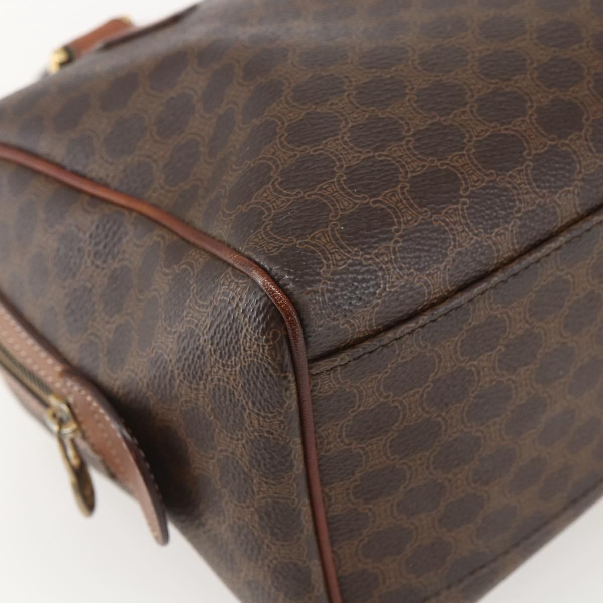 Celine Boston Bag Triomphe Coated Canvas, BROWN, CANVAS, Handbag