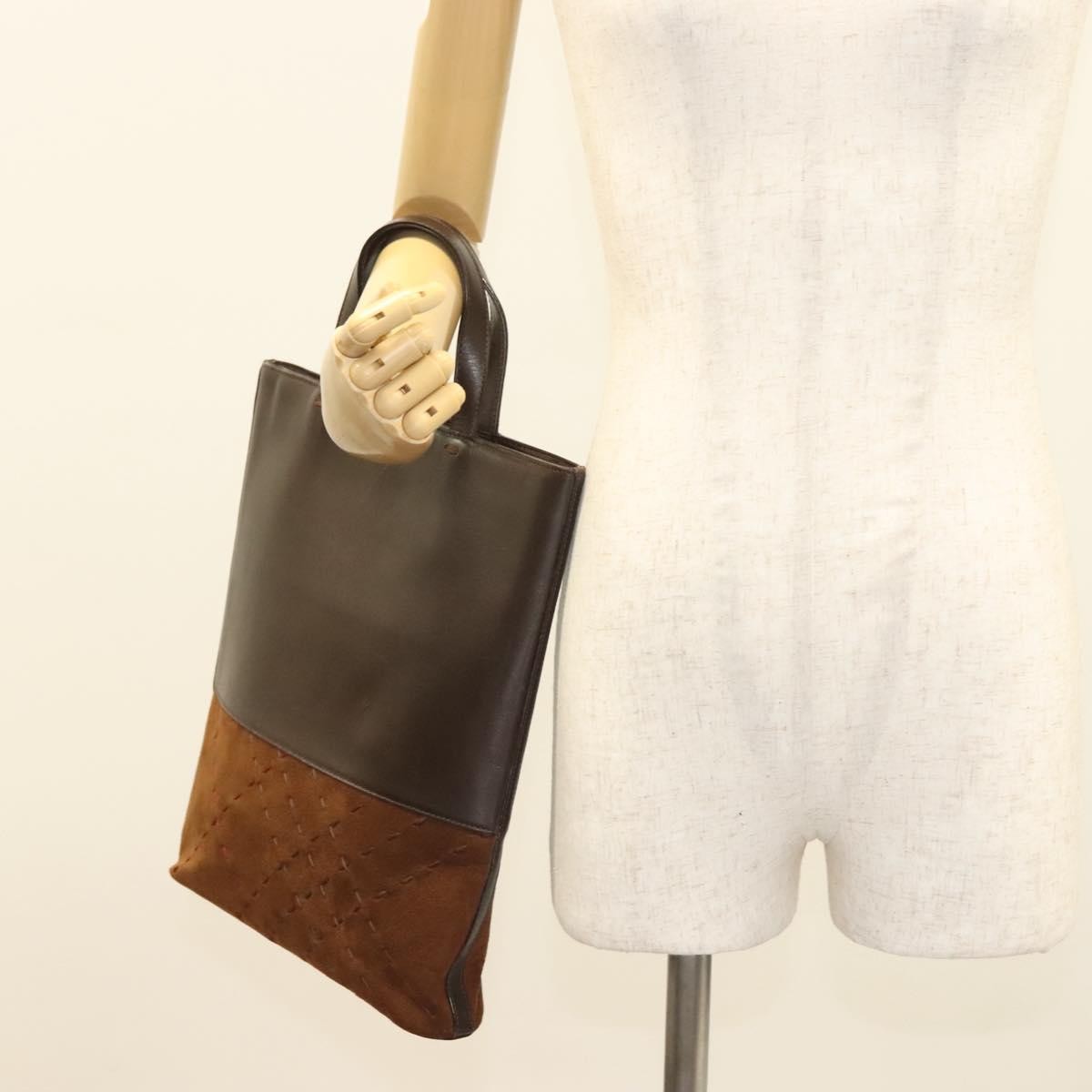 Burberry Vintage Handbag Leather, BROWN, LEATHER, Handbag