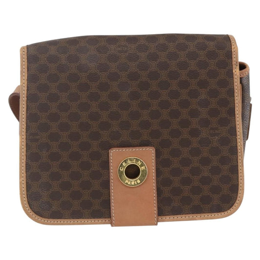 Celine Vintage Macadam Shoulder Bag Canvas and Leather, BROWN, CANVAS, Shoulder bag