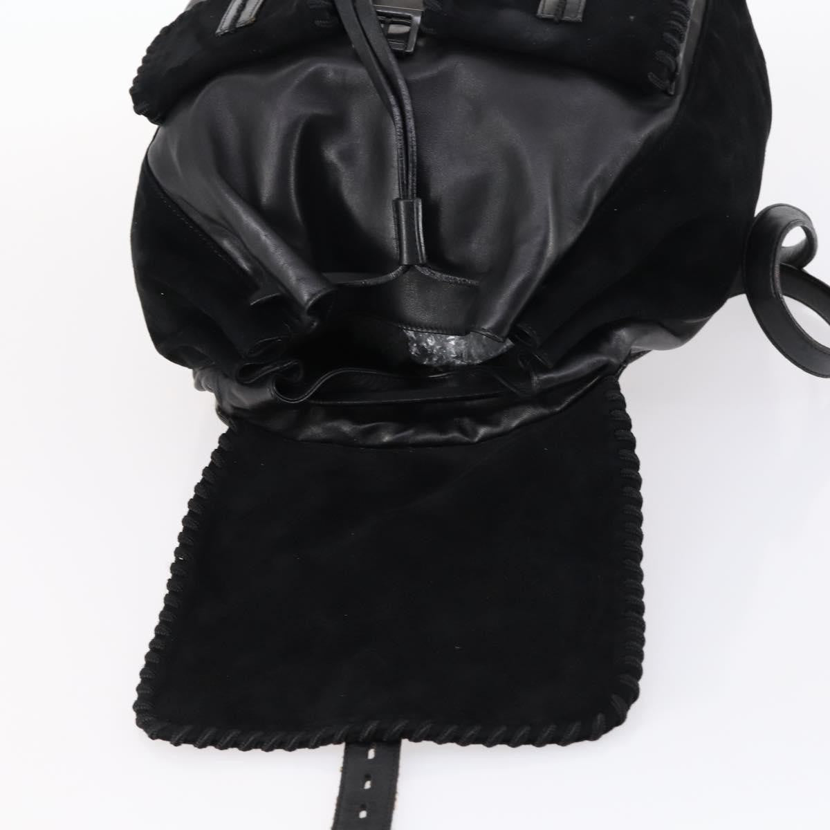 Prada Vela Double Front Pocket Backpack Leather, BLACK, LEATHER, Backpack