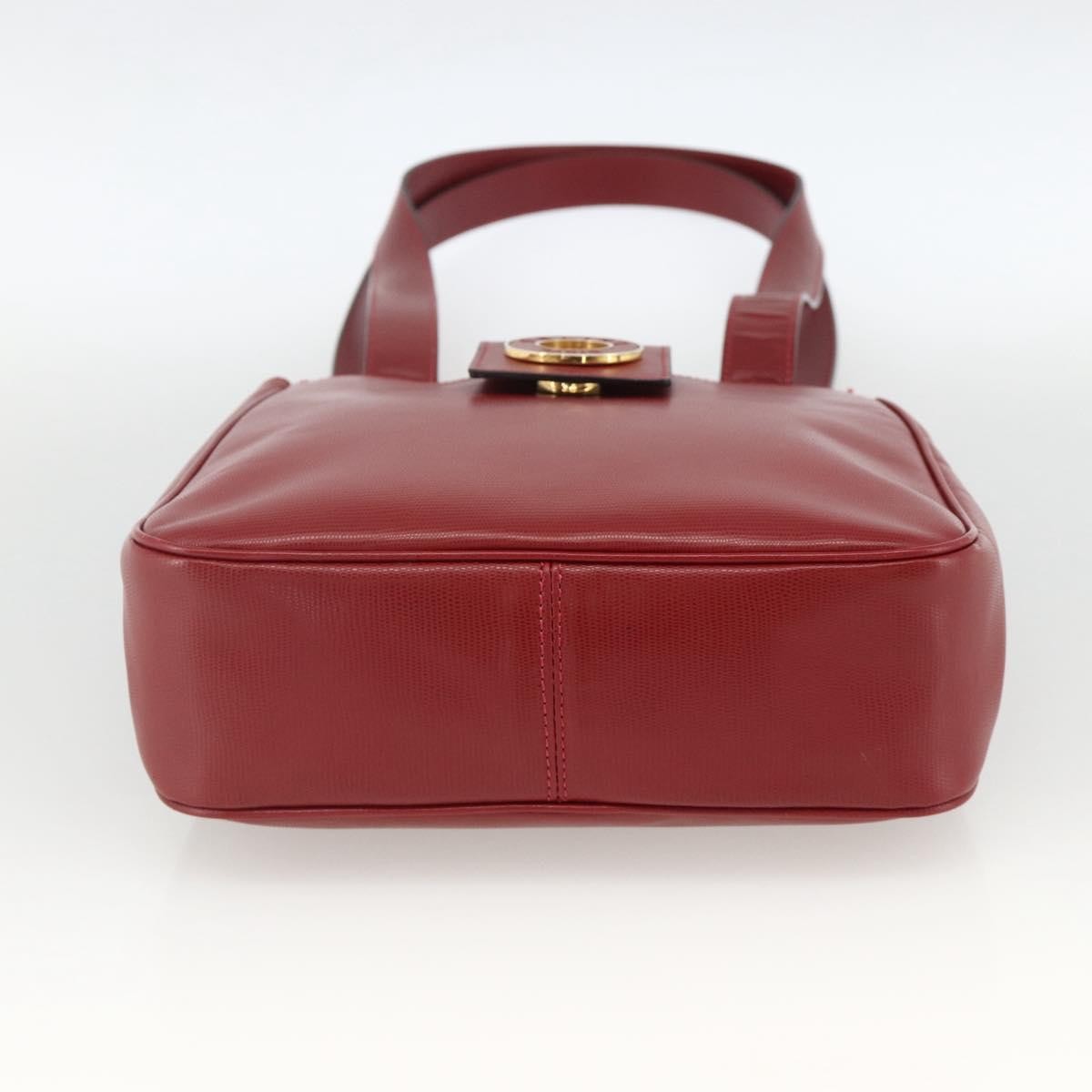 Celine Circle logo Leather, Burgundy, Leather, Tote Bag