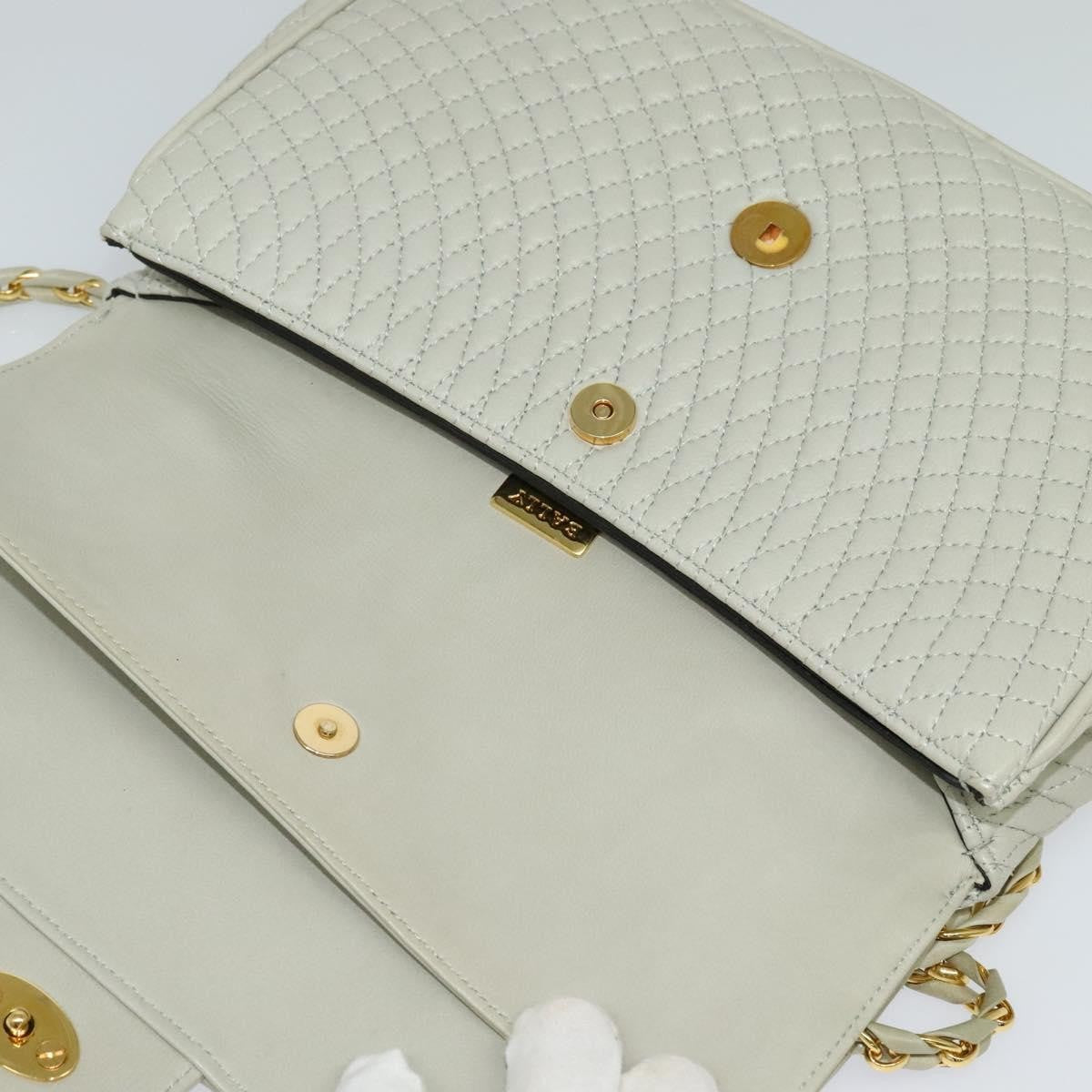 Bally Vintage Chain Shoulder Bag Quilted Leather, BEIGE, LEATHER, Shoulder bag