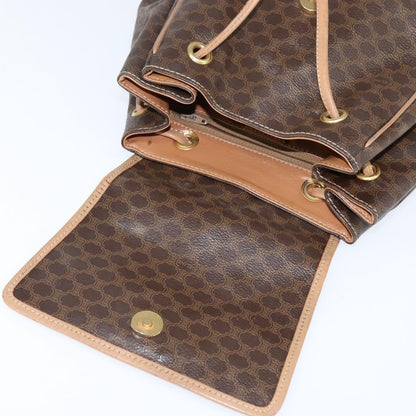 Celine Vintage Macadam Backpack Canvas and Leather, BROWN, CANVAS, Backpack