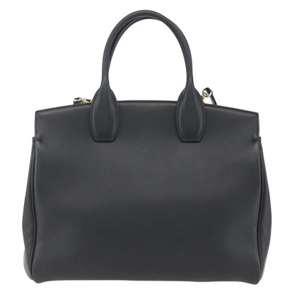 Salvatore Ferragamo Studio Satchel Leather, BLACK, LEATHER, Handbag