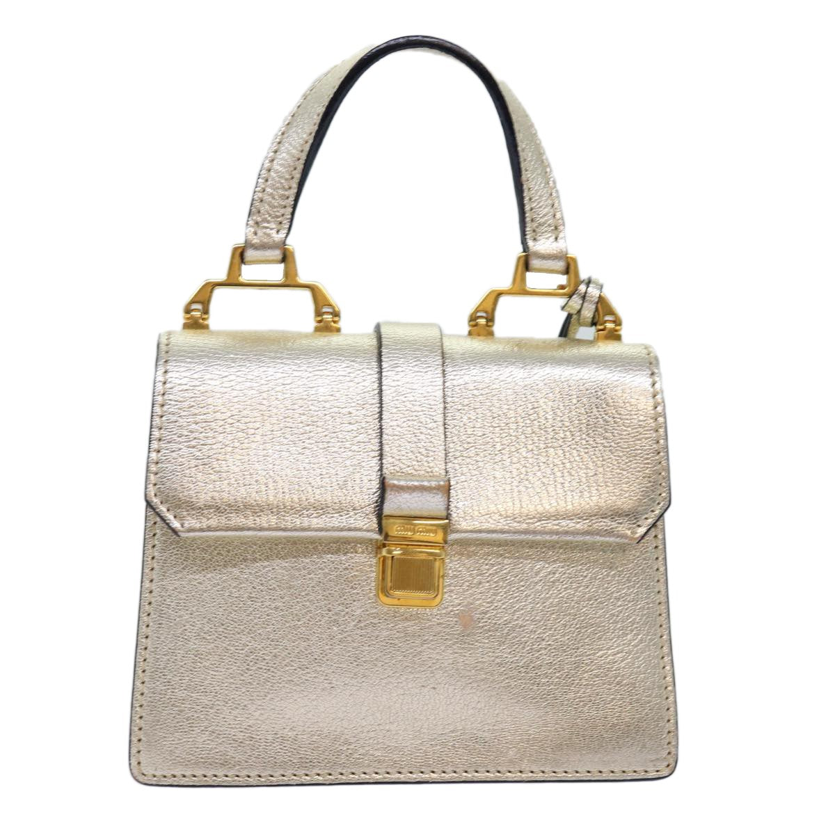 Miu Miu Madras Convertible Compartment Top Handle Bag Leather, GOLD, LEATHER, Handbag