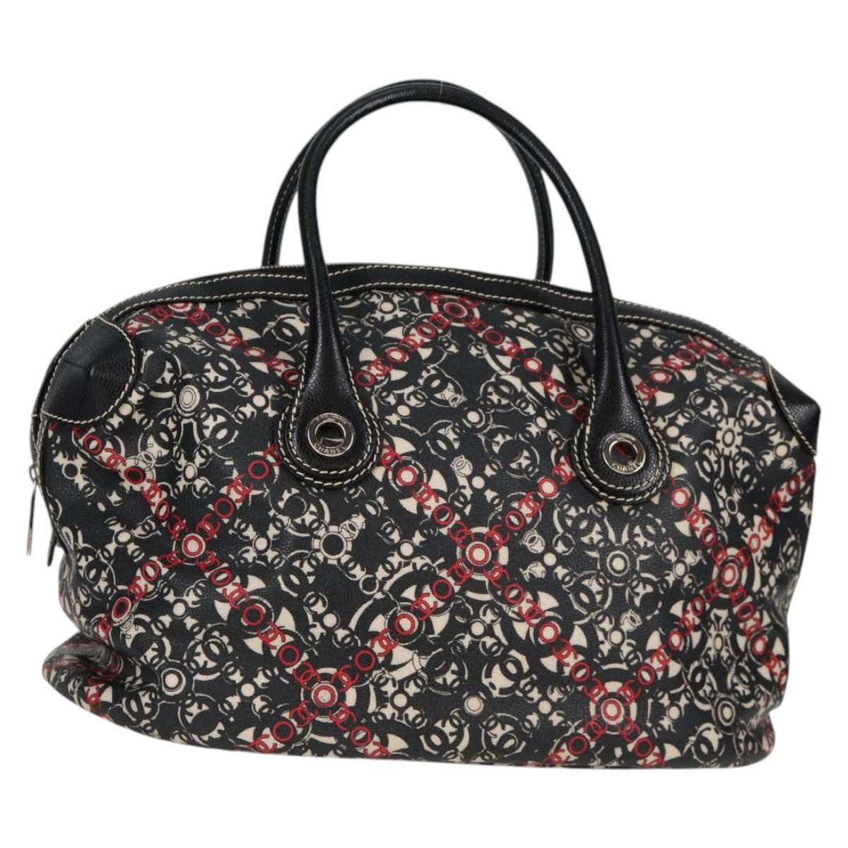Chanel Optic Coco Bowler Bag Printed Coated Canvas with Caviar, BLACK, PVC, Handbag