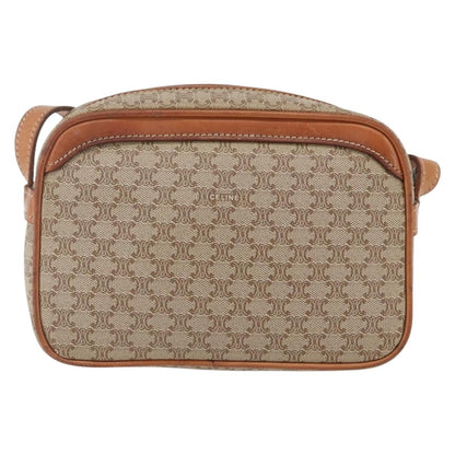 Celine Vintage Macadam Shoulder Bag Canvas and Leather, BEIGE, CANVAS, Shoulder bag