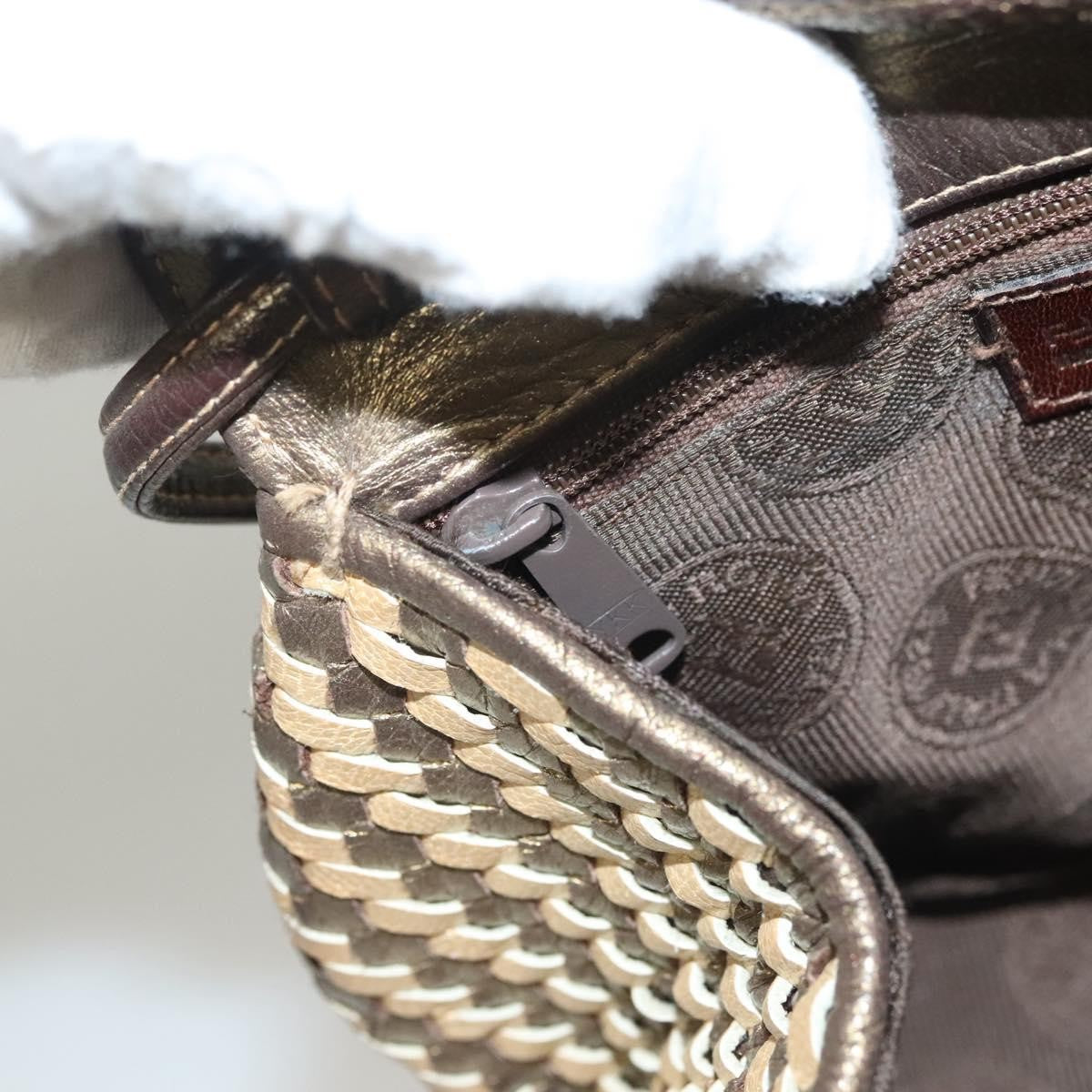 Fendi Vintage Shoulder Bag Leather, GOLD, LEATHER, Shoulder bag