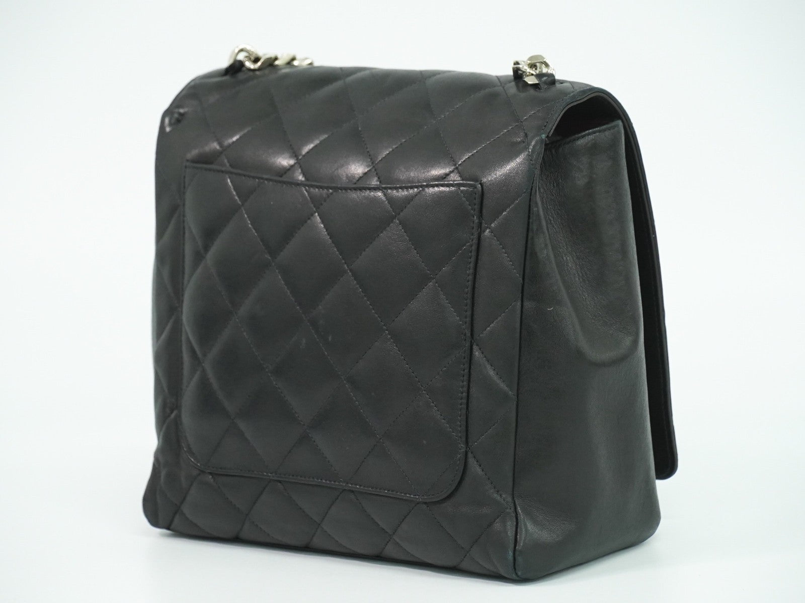 Chanel Vintage ID Bracelet Flap Bag Quilted Lambskin, BLACK, LEATHER, Handbag