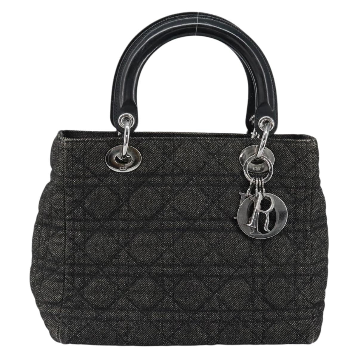 Christian Dior Vintage Lady Dior Bag Cannage Quilt Denim, BLACK, DENIM_JEANS, Handbag