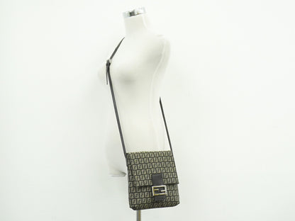 Fendi Mamma Baguette Shoulder Bag Canvas, BROWN, CANVAS, Shoulder bag