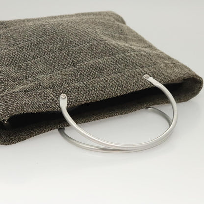 Chanel Vintage Chocolate Bar Metal Ring Tote Quilted Canvas, GRAY, CANVAS, Handbag