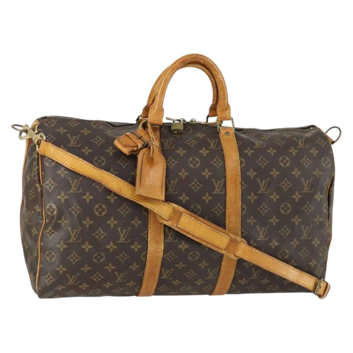 Louis Vuitton Keepall Bandouliere Bag Monogram Canvas, BROWN, CANVAS, Travel bag
