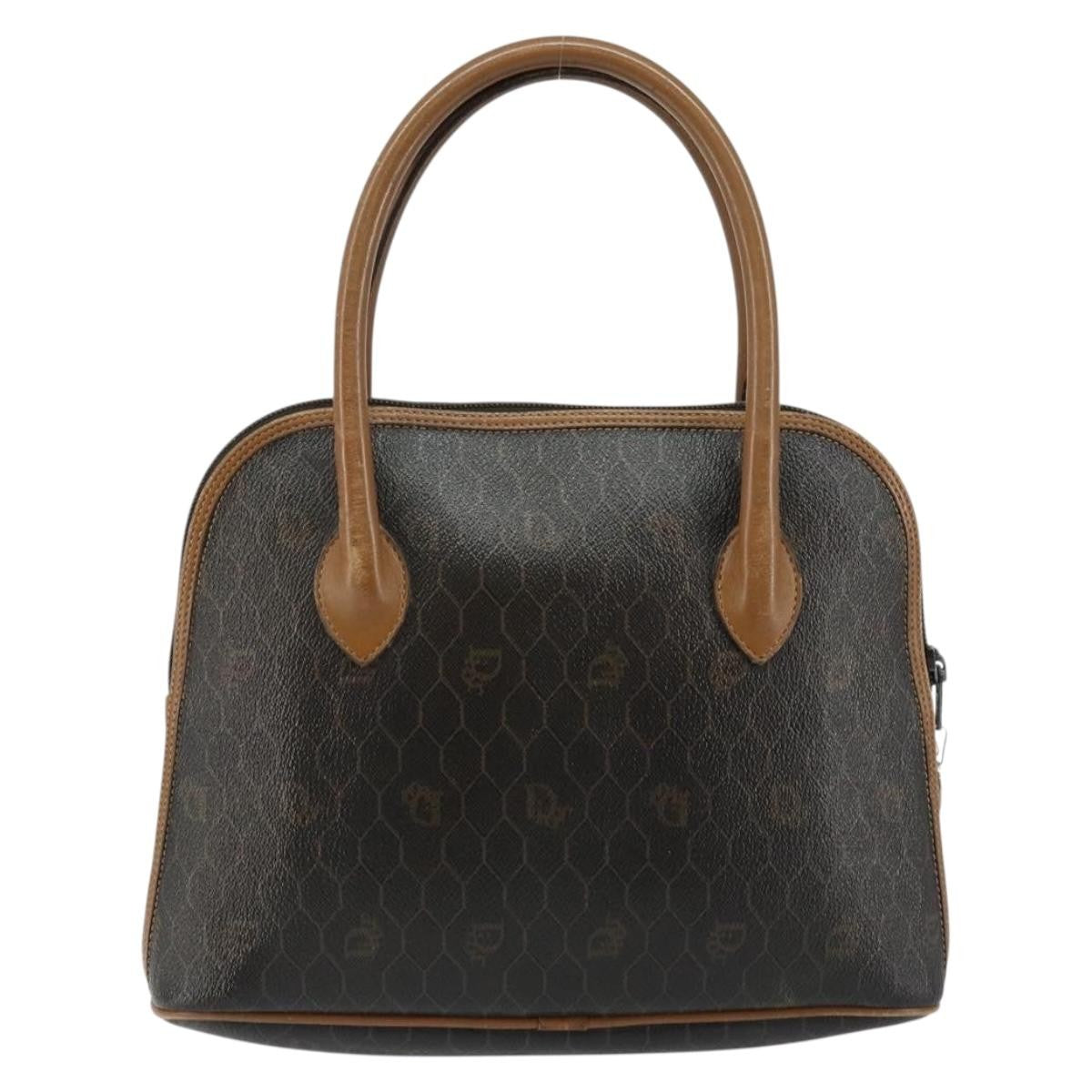 Christian Dior Vintage Honeycomb Handbag Canvas Leather, BLACK, CANVAS, Handbag