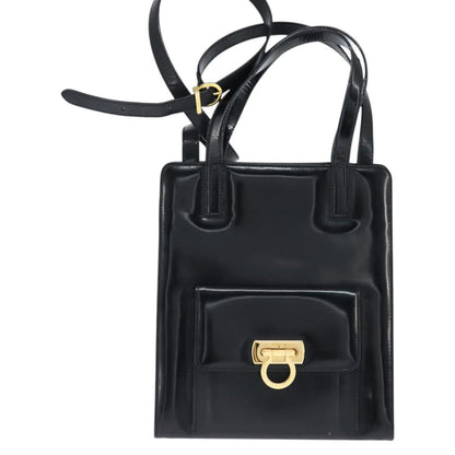 Salvatore Ferragamo Gancini handbag Patent leather, BLACK, PATENT_LEATHER, Handbag