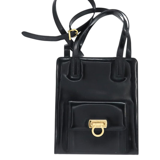 Salvatore Ferragamo Gancini handbag Patent leather, BLACK, PATENT_LEATHER, Handbag
