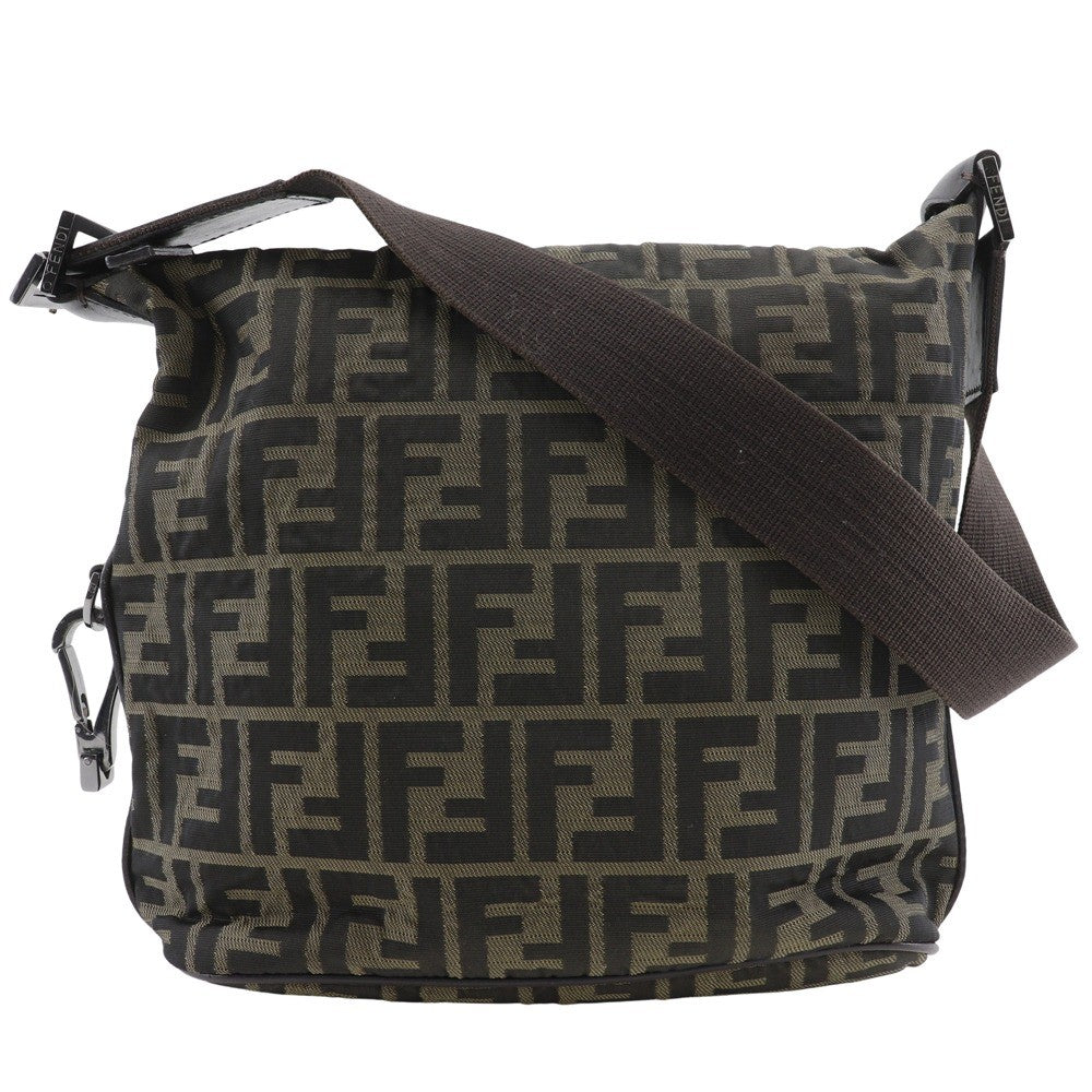Fendi Logo Zucca Shoulder Bag Zucca, BROWN, CANVAS, Shoulder bag