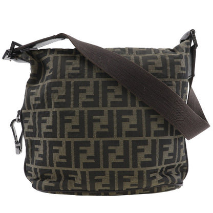 Fendi Logo Zucca Shoulder Bag Zucca, BROWN, CANVAS, Shoulder bag