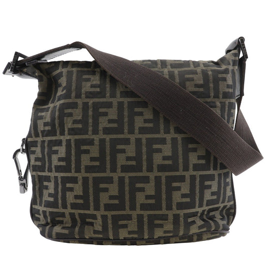 Fendi Logo Zucca Shoulder Bag Zucca, BROWN, CANVAS, Shoulder bag