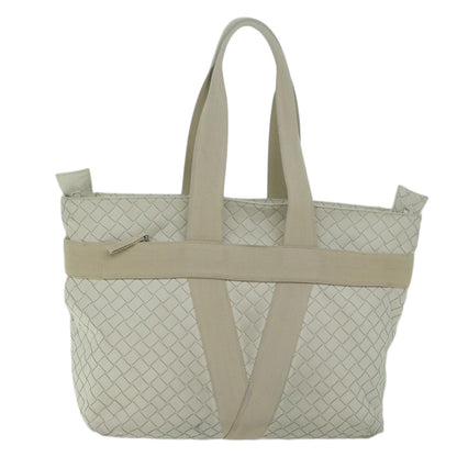 Bottega Veneta Zipped Tote Rubber Intrecciato with Canvas, WHITE, LEATHER, Tote bag