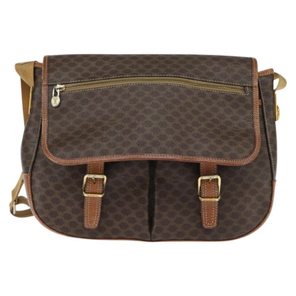 Celine Vintage Macadam Shoulder Bag Canvas and Leather, BROWN, CANVAS, Shoulder bag