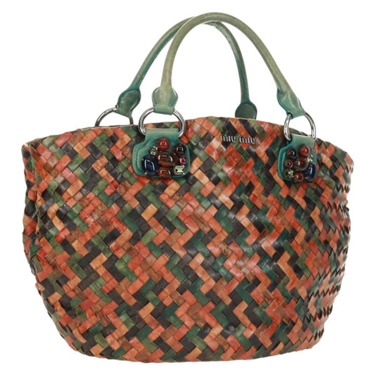 Miu Miu Chain Handle Bag Pleated Leather, Multicolour, Leather, Handbag