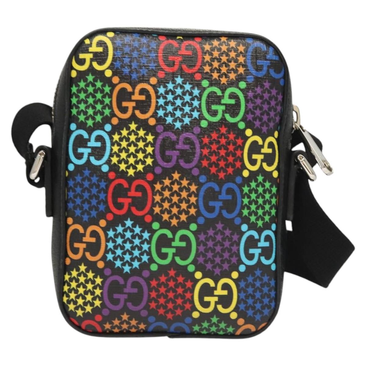 Gucci Front Zip Messenger Bag Psychedelic Print GG Coated Canvas, MULTICOLOUR, CANVAS, Shoulder bag