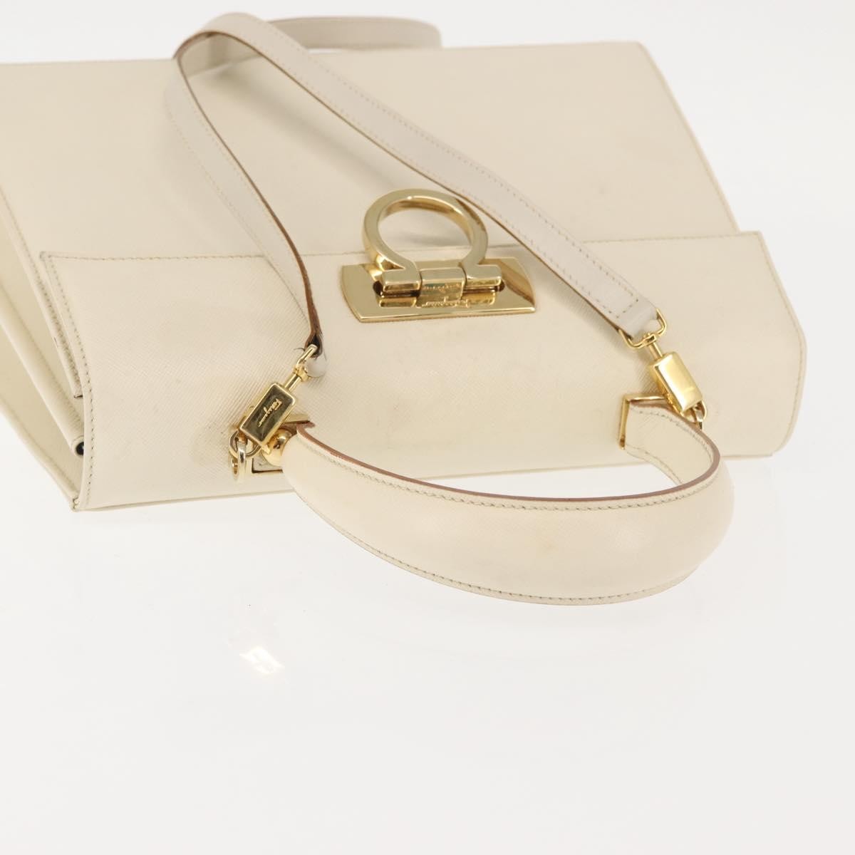Salvatore Ferragamo Gancini Convertible Top Handle Bag Leather, WHITE, LEATHER, Handbag