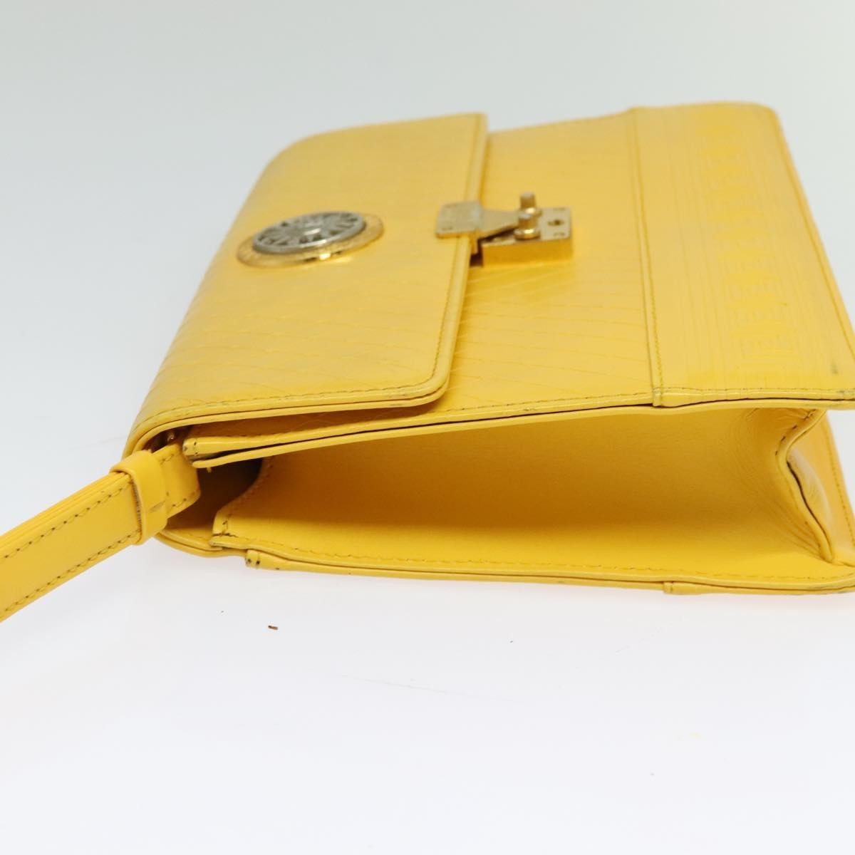Versace Wristlet Pouch Leather, YELLOW, LEATHER, Clutche & pouche