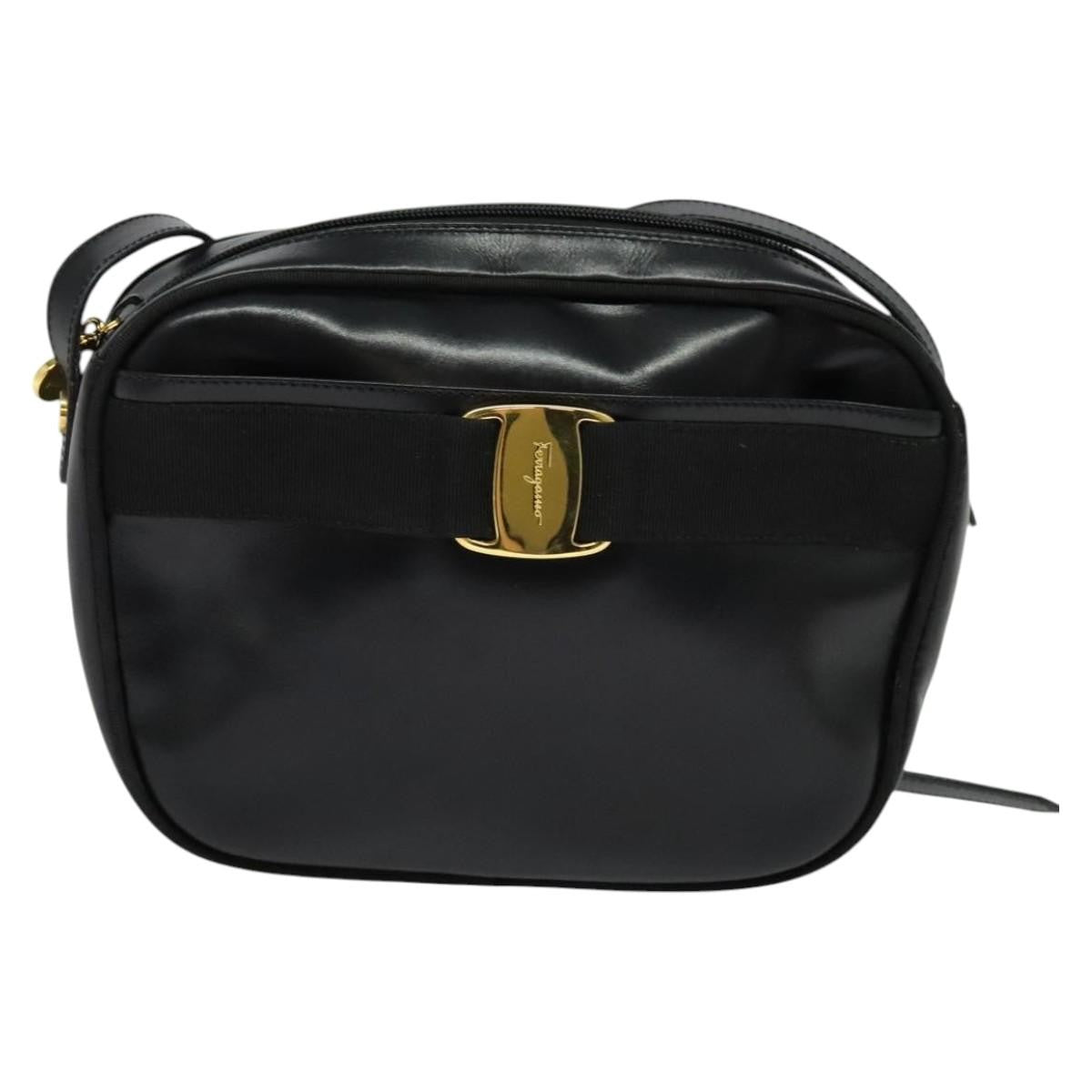 Salvatore Ferragamo Vara Bow camera Shoulder Bag Leather, Black, Leather, Shoulder Bag