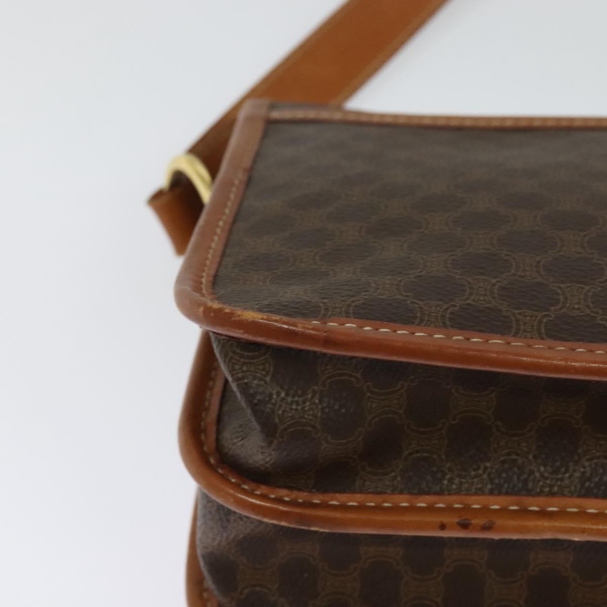 Celine Vintage Macadam Shoulder Bag Canvas and Leather, BROWN, CANVAS, Shoulder bag