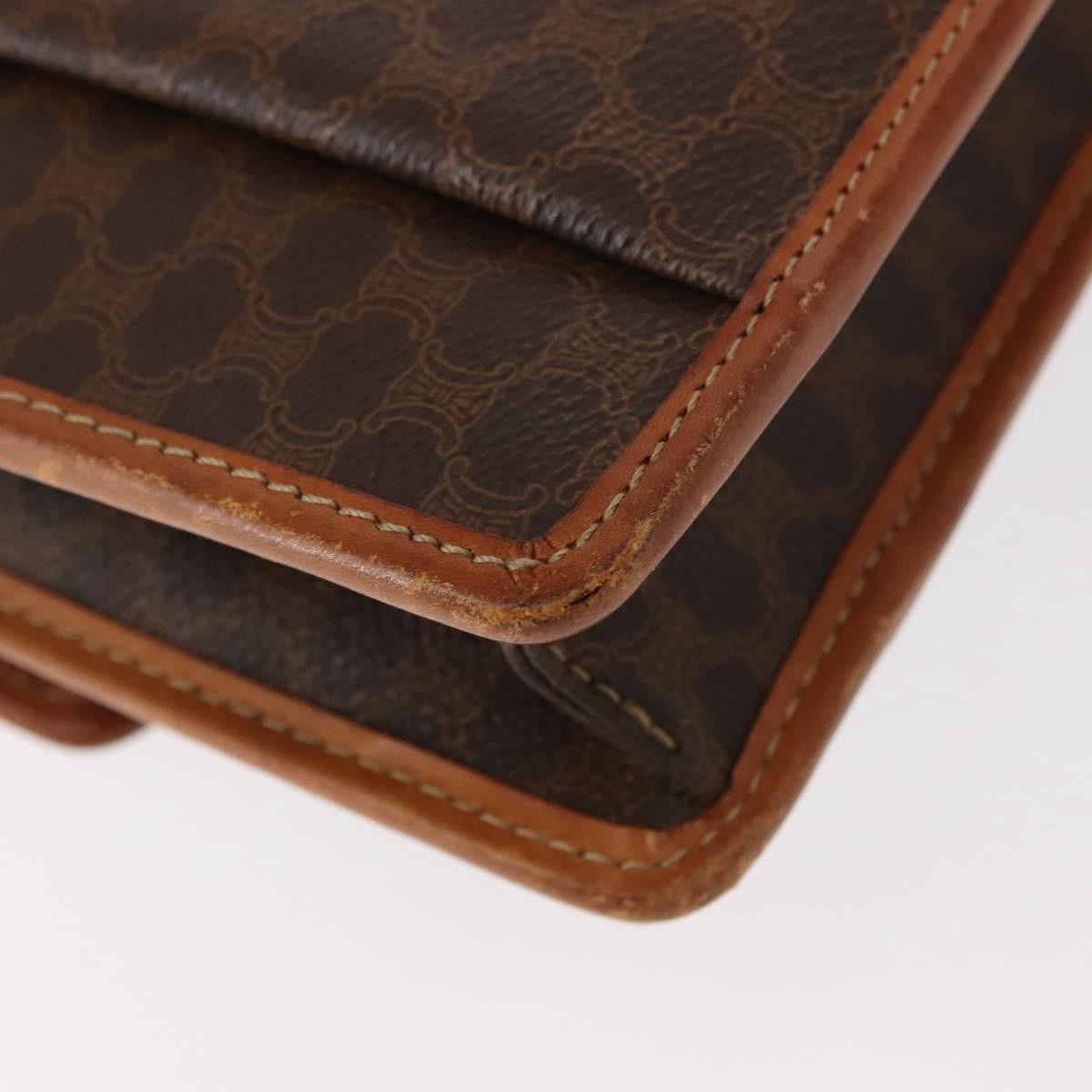 Celine Vintage Macadam Shoulder Bag Canvas and Leather, BROWN, CANVAS, Shoulder bag