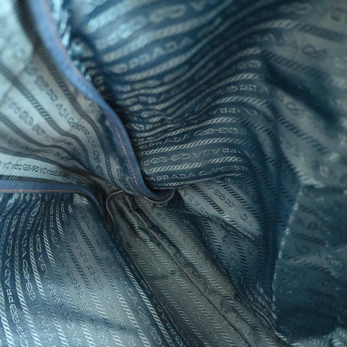 Prada Vintage Tote Leather, BLUE, LEATHER, Tote bag