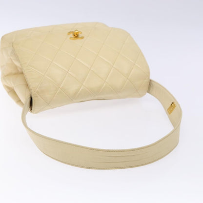 Chanel Vintage CC Flap Crossbody Bag Quilted Lambskin, BEIGE, LEATHER, Shoulder bag