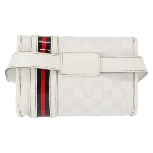 Gucci Sherry Line Waist Bag GG Canvas, WHITE, CANVAS, Shoulder bag