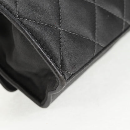 Chanel Vintage Camellia Flap Crossbody Bag Satin and Mesh, BLACK, SATIN, Shoulder bag