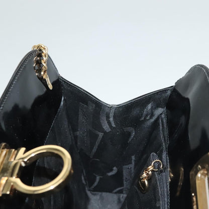 Salvatore Ferragamo Gancini Shoulder Bag Patent Leather, BLACK, PATENT_LEATHER, Shoulder bag