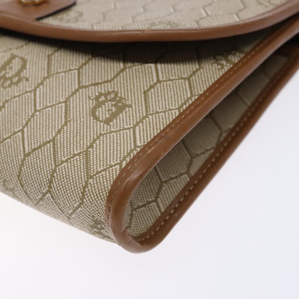 Christian Dior Vintage Honeycomb Flap Crossbody Bag Coated Canvas, BEIGE, PVC, Crossbody bag