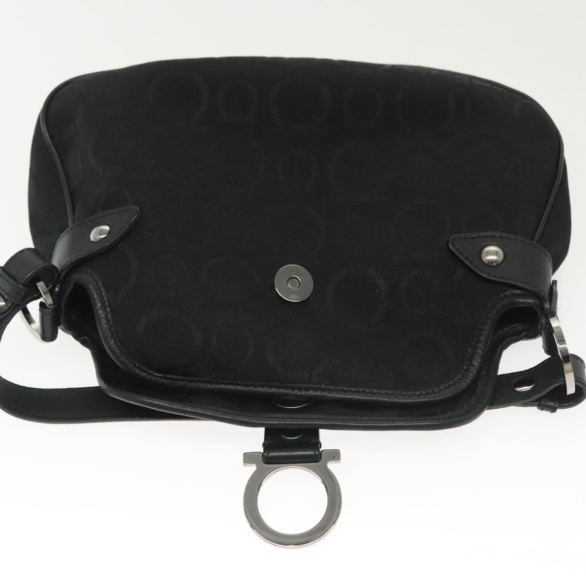 Salvatore Ferragamo Gancini handbag Canvas, BLACK, CANVAS, Handbag