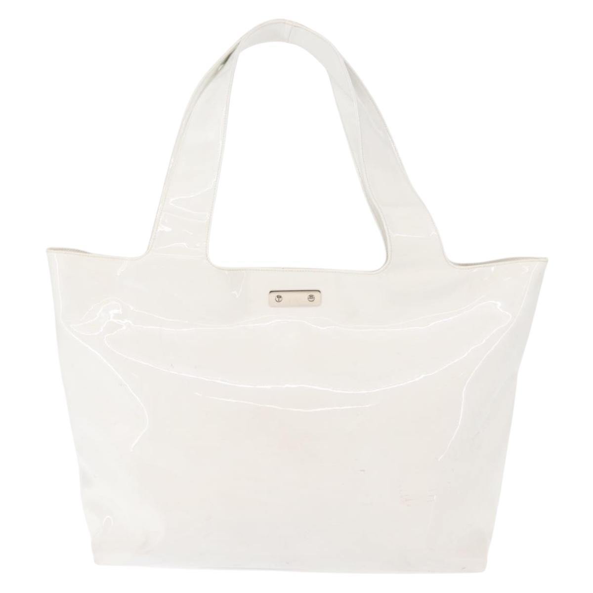 Salvatore Ferragamo Gancini Tote Patent leather, WHITE, PATENT_LEATHER, Tote bag