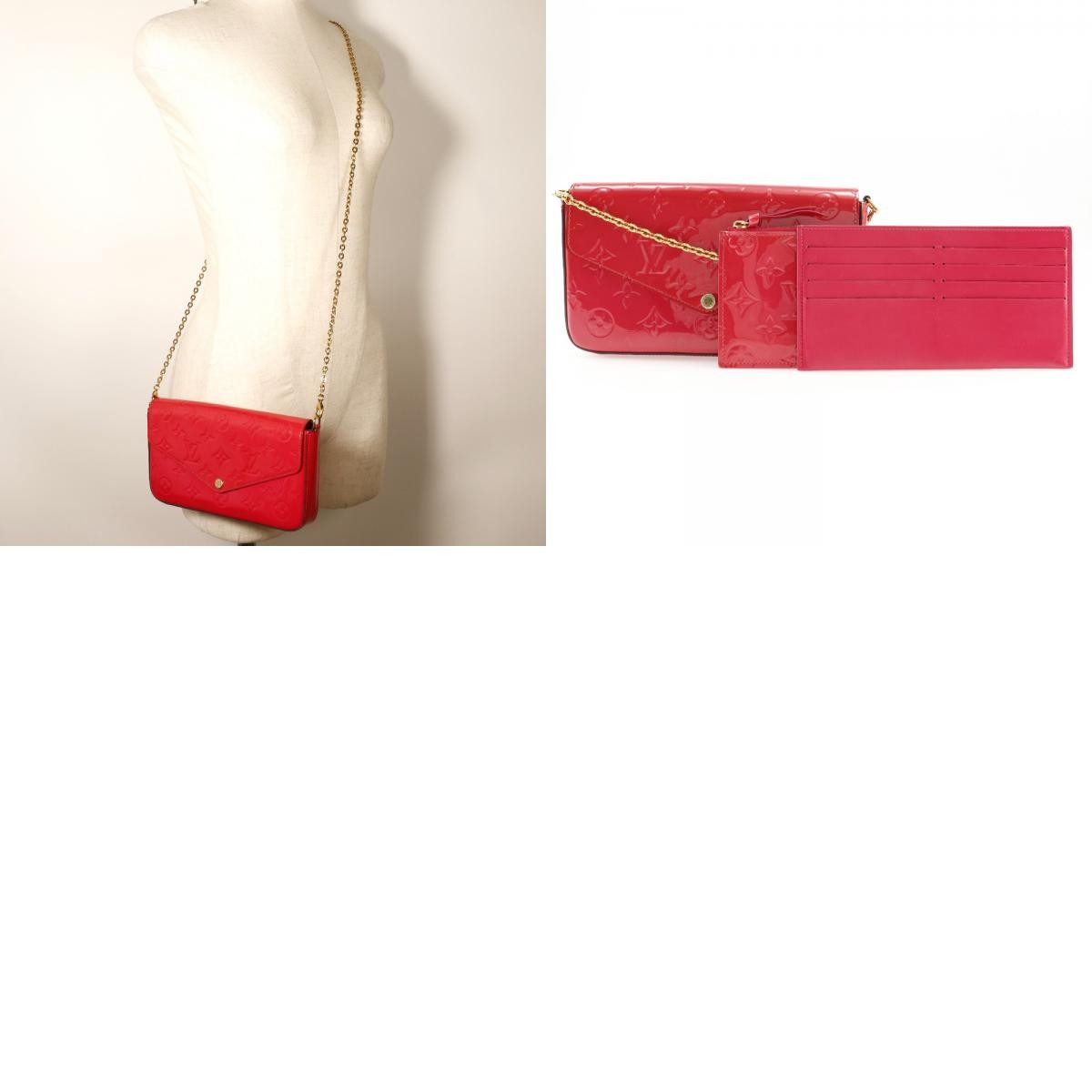Louis Vuitton Felicie Pochette Monogram Vernis, PINK, PATENT_LEATHER, Shoulder bag