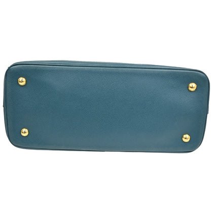 Prada Double Zip Lux Tote Saffiano Leather, GREEN, LEATHER, Tote bag