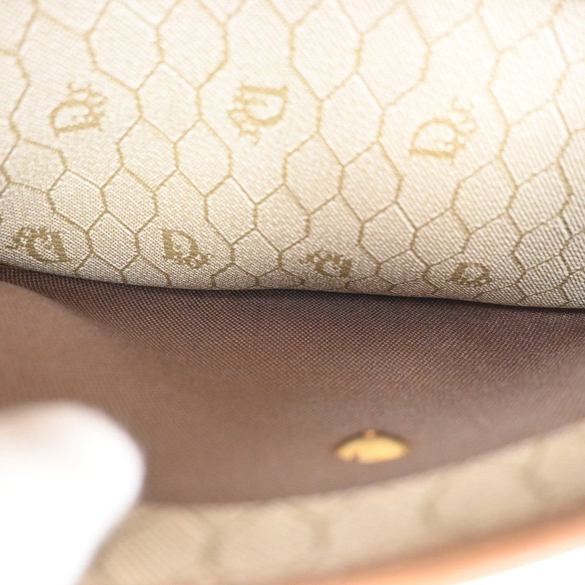 Christian Dior Vintage Honeycomb Shoulder Bag Canvas and Leather, BEIGE, CANVAS, Shoulder bag