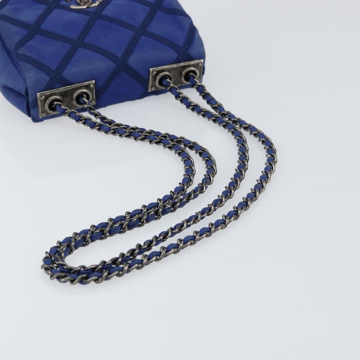 Chanel Diamond Stitch Chain Flap Bag Quilted Iridescent Calfskin, BLUE, LEATHER, Shoulder bag