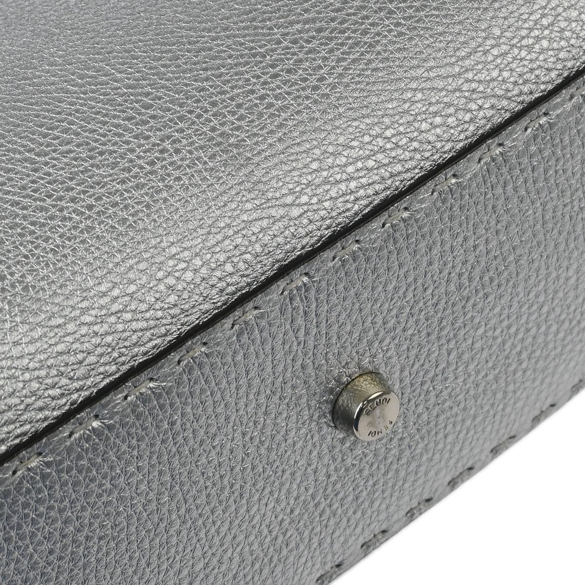 Fendi Selleria Peekaboo Bag Rigid Leather, SILVER, LEATHER, Handbag