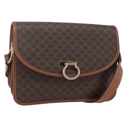 Celine Flap Shoulder Bag Canvas, BROWN, CANVAS, Shoulder bag