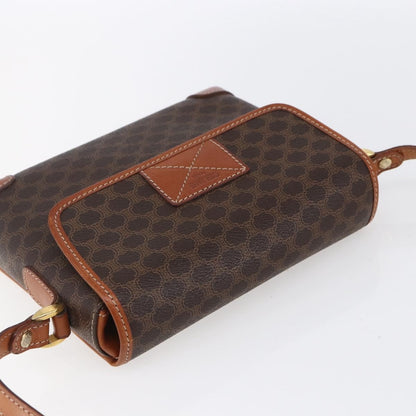 Celine Vintage Macadam Shoulder Bag Canvas and Leather, BROWN, CANVAS, Shoulder bag