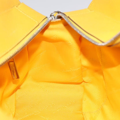 Salvatore Ferragamo Gancini handbag Canvas and Leather, YELLOW, CANVAS, Handbag