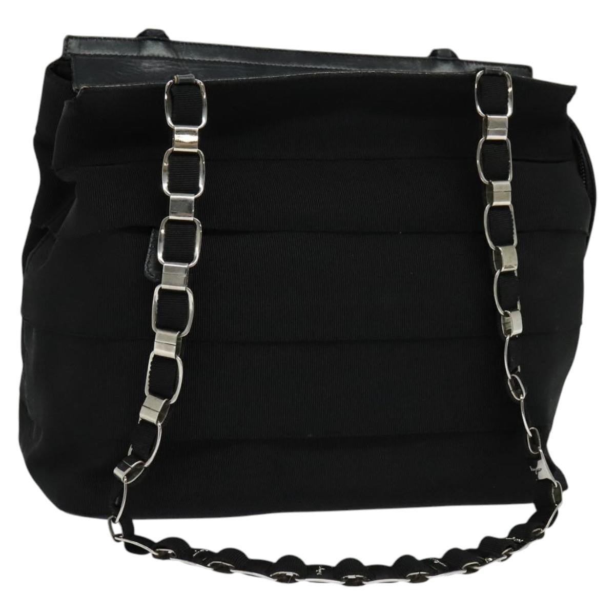 Salvatore Ferragamo Vala Shoulder Bag Canvas, BLACK, CANVAS, Shoulder bag