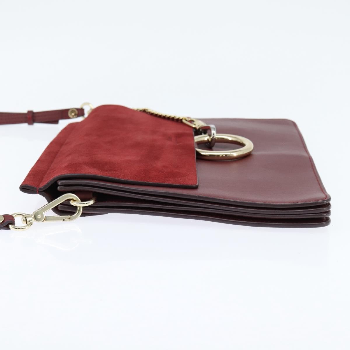 Chloe Faye Shoulder Bag Leather and Suede, RED, SUEDE, Shoulder bag